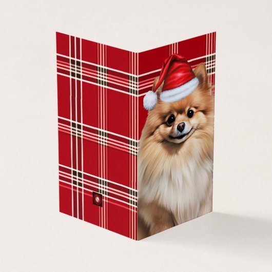 Pomeranian Dog Holiday Red Plaid Christmas (外部)