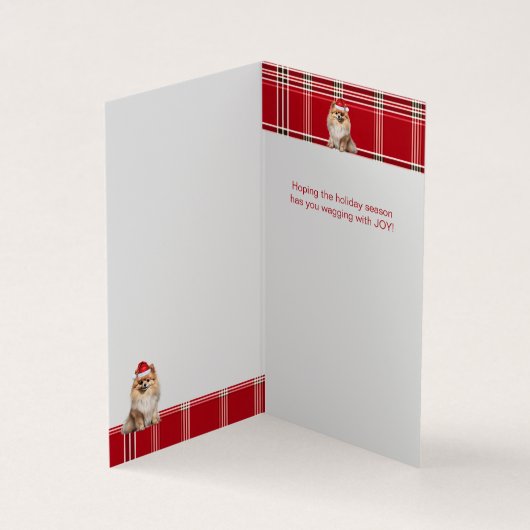 Pomeranian Dog Holiday Red Plaid Christmas (内部)