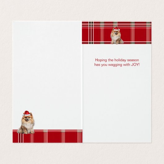 Pomeranian Dog Holiday Red Plaid Christmas (内部フラット)