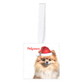 Pomeranian Dog Two Photo Christmas Holiday キューブオーナメント (正面)