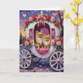 Pomeranian Dog Valentine's Day カード (黄色い花)