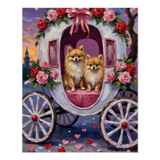 Pomeranian Dog Valentine's Day  ポスター (正面)