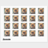 "Pomeranian Driving a Motorcycle" Sticker Sheet スクエアシール (シート)