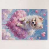Pomeranian Floating on a Cloud Heart Valentine ジグソーパズル (横)