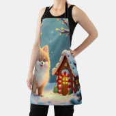 Pomeranian in Gingerbread Village Christmas エプロン (インサイチュ)