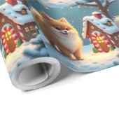 Pomeranian in Gingerbread Village Christmas ラッピングペーパー (ロールコーナー)