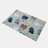 Pomeranian Paw-prints and Dog Bones ドアマット (アングル)