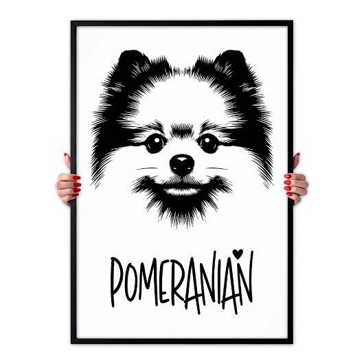 Pomeranian Pop Art Black & White Chic Aesthetic ポスター