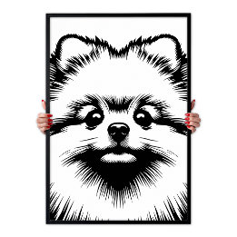 Pomeranian Pop Art White & Black Chic Aesthetic ポスター