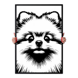 Pomeranian Pop Art White & Black Chic Aesthetic ポスター