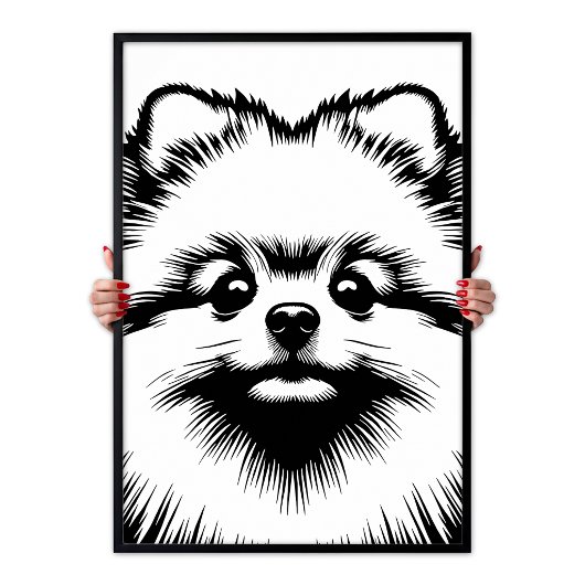 Pomeranian Pop Art White & Black Chic Aesthetic ポスター