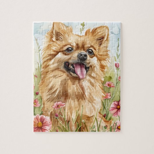 Pomeranian Puzzle – Watercolor Dog Fun ジグソーパズル (縦)