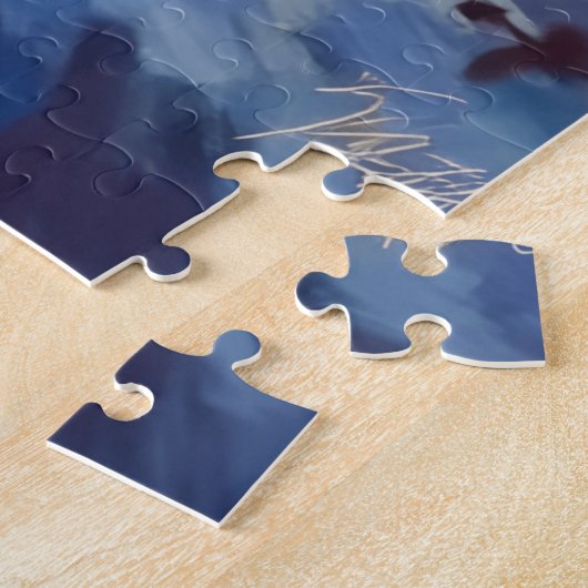 Pomeranian Sleeping on Fairy Lights Christmas Hat ジグソーパズル (側面)