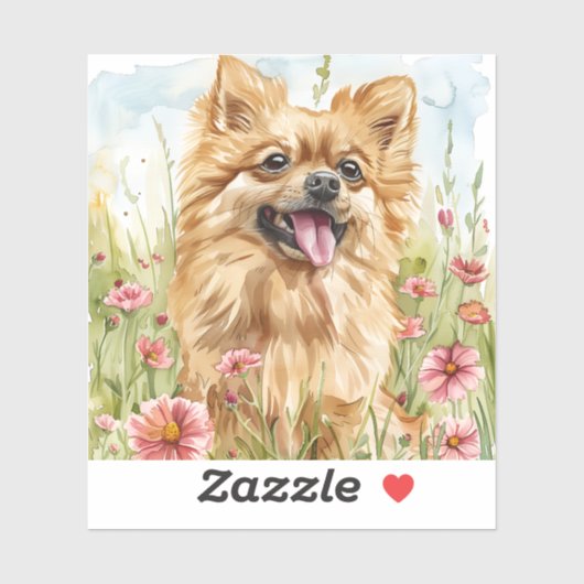 Pomeranian Sticker – Watercolor Design シール (シート)