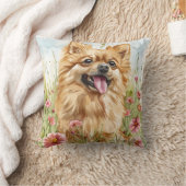 Pomeranian Throw Pillow – Watercolor クッション (ブランケット)