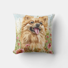 Pomeranian Throw Pillow – Watercolor クッション