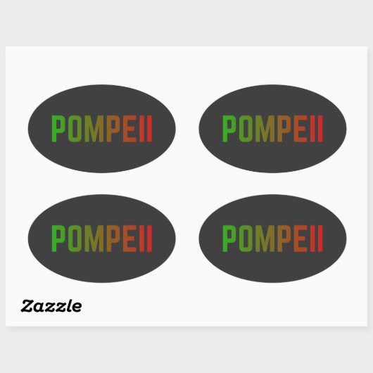 Pompeii Italy Minimal Typographic Design 楕円形シール (シート)
