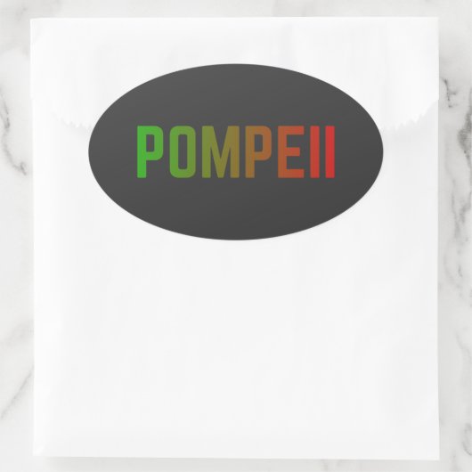 Pompeii Italy Minimal Typographic Design 楕円形シール (バッグ)
