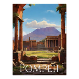 Pompeii Italy Travel Poster ポスター