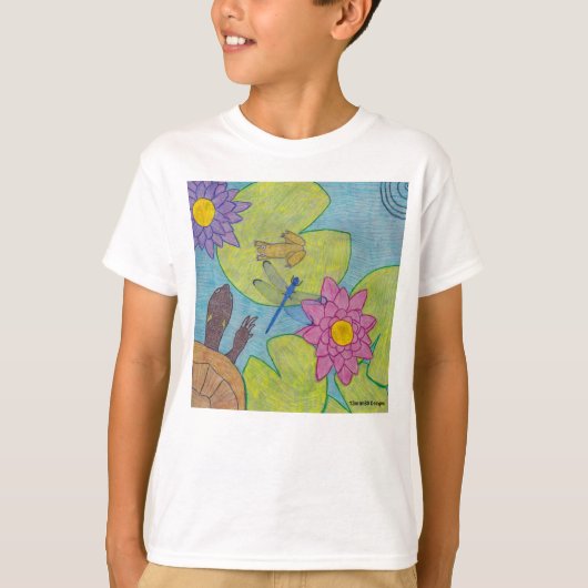Pond Scene (白) - 男の子用ベーシックTシャツ Tシャツ (正面)