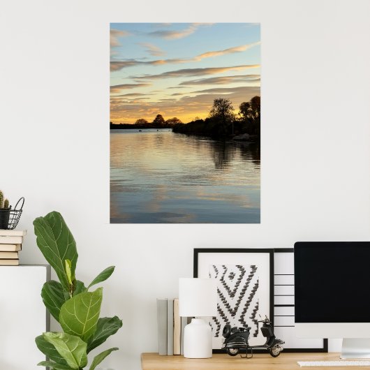 Pond Waterscape Sunset Photo Poster ポスター (ホームオフィス)