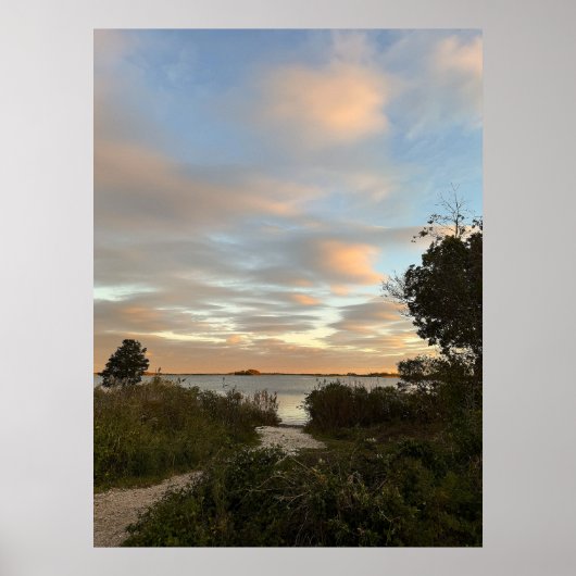 Pond Waterscape Sunset Photo Poster ポスター (正面)