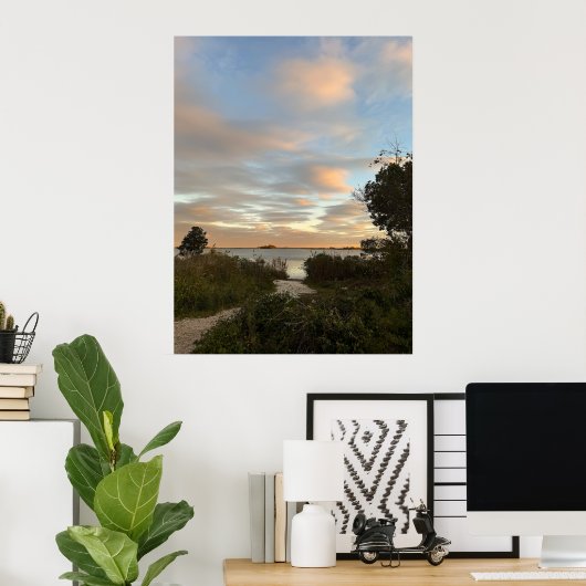Pond Waterscape Sunset Photo Poster ポスター (ホームオフィス)