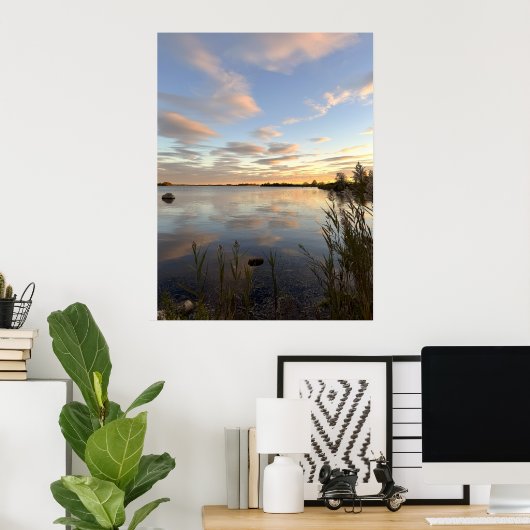 Pond Waterscape Sunset Photo Poster ポスター (ホームオフィス)