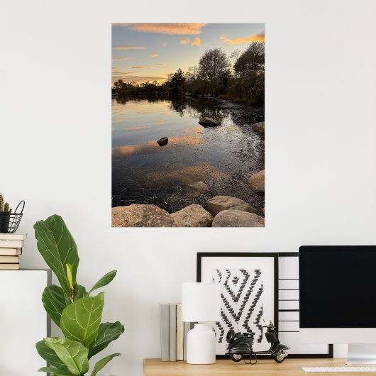 Pond Waterscape Sunset Photo Poster ポスター (ホームオフィス)