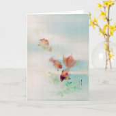 Pond with Goldfish, Watanabe Seitei カード (黄色い花)