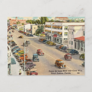 Ponde Leon Blvd,ヴィンテージ,コーラルゲーブルズ,フロリダ ポストカード