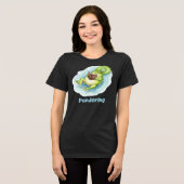 Pondering Frog Reading Book T-shirt トライブレンドTシャツ (正面全面)