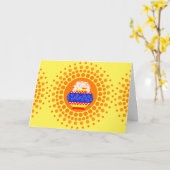 Pongalのポットおよび日曜日のデザインの挨拶状 カード (黄色い花)