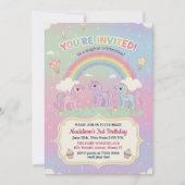 Ponies and Rainbow 3rd Birthday Party 招待状 (正面)