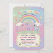 Ponies and Rainbow 8th Birthday Party 招待状 (正面)