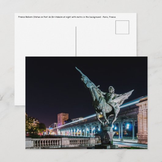 Pont de Bir-Hakeim at night – パリ，フランス ポストカード (正面/裏面)