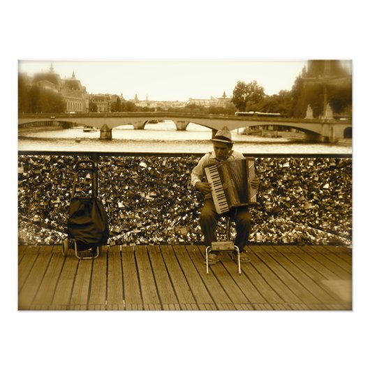 Pont des Arts：愛のロックブリッジ，パリ フォトプリント (正面)