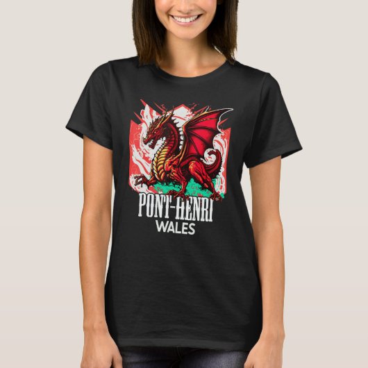 Pont henri Wales Welsh Flag Y Ddraig Goch Dragon Tシャツ (正面)