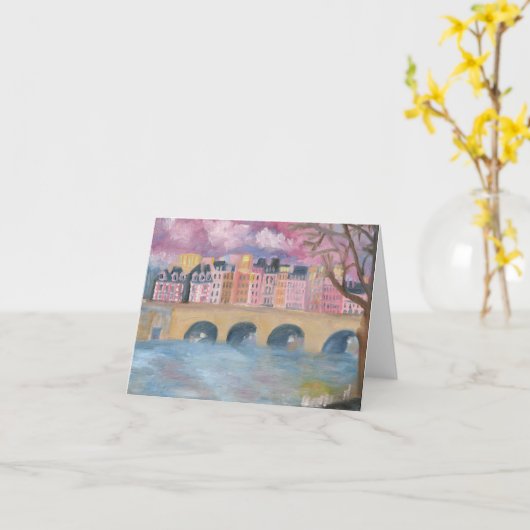 Pont Neuf: パリNotecard カード (黄色い花)