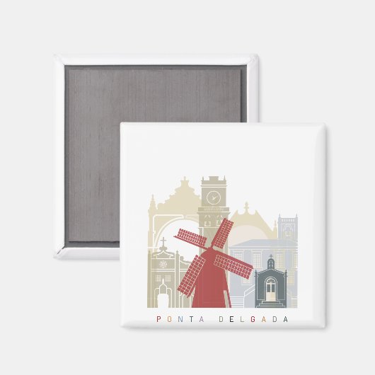 Ponta Delgada skyline poster マグネット (正面/裏面)