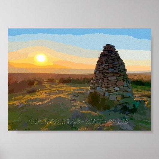 Pontarddulais Mountain view landscape vector art ポスター (正面)