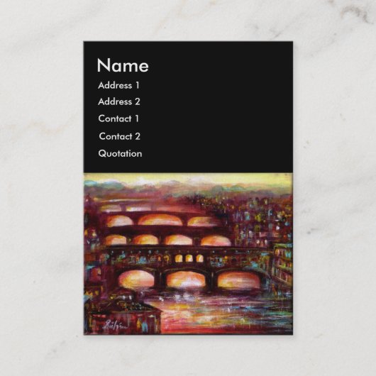 Ponte Vecchioとフローレンスの他の橋,ブラック 名刺 (正面)