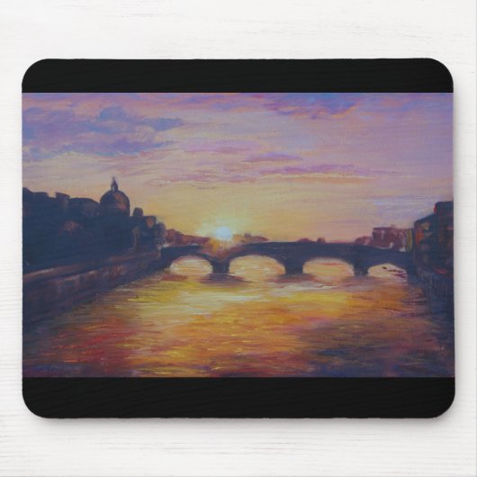Ponte Vecchioの日没 マウスパッド (正面)