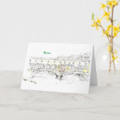 Ponte Vecchio、フィレンツェ カード (黄色い花)