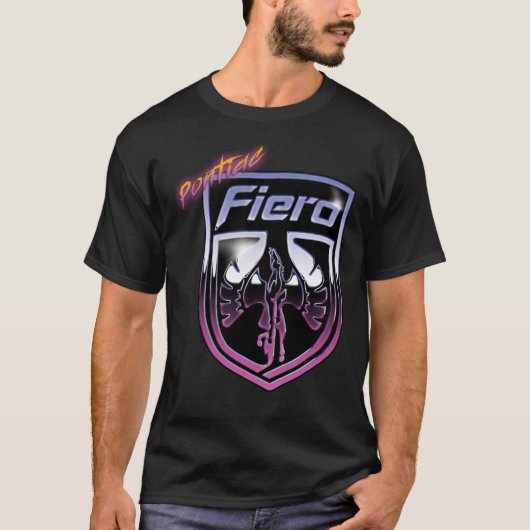 Pontiac Fiero Retro Chrome Logo (Vaporwave) Classi Tシャツ (正面)