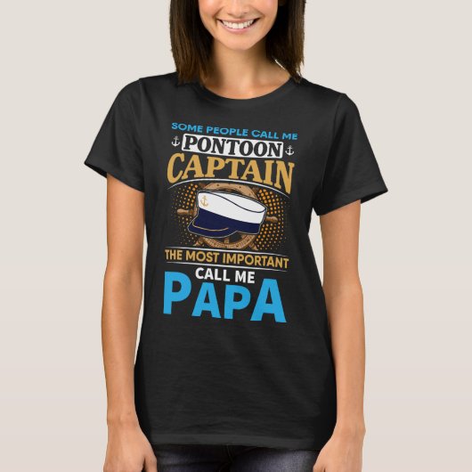 Pontoon Boat Captain Gift For Grandfather Dad Papa Tシャツ (正面)