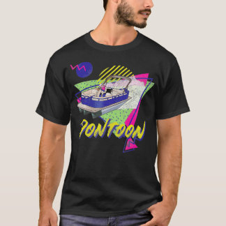 Pontoon Boat Retro 80s or 90s Vintage Boating  Tシャツ