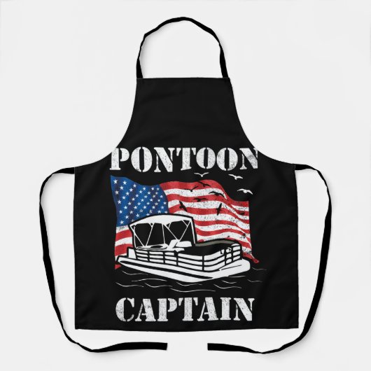 Pontoon Captain American Flag Pontoon Boat Lover エプロン (正面)