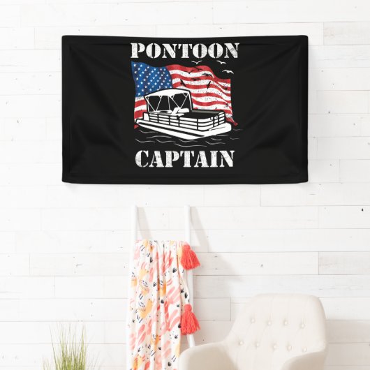Pontoon Captain American Flag Pontoon Boat Lover 横断幕 (インサイチュ)