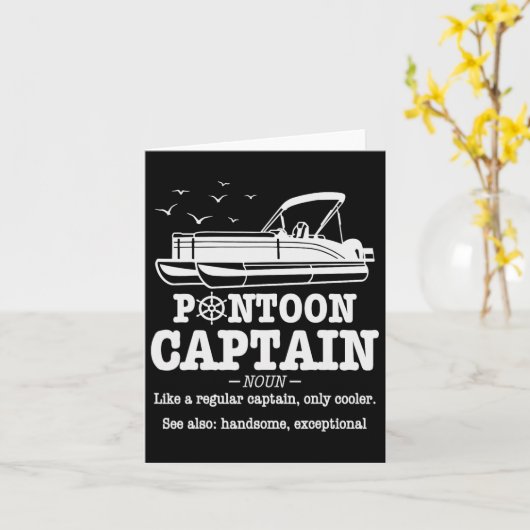 Pontoon Captain Definition Boat Life Funny Boating カード (黄色い花)